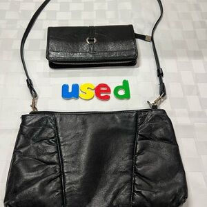 Black Leather Women's Bag Set